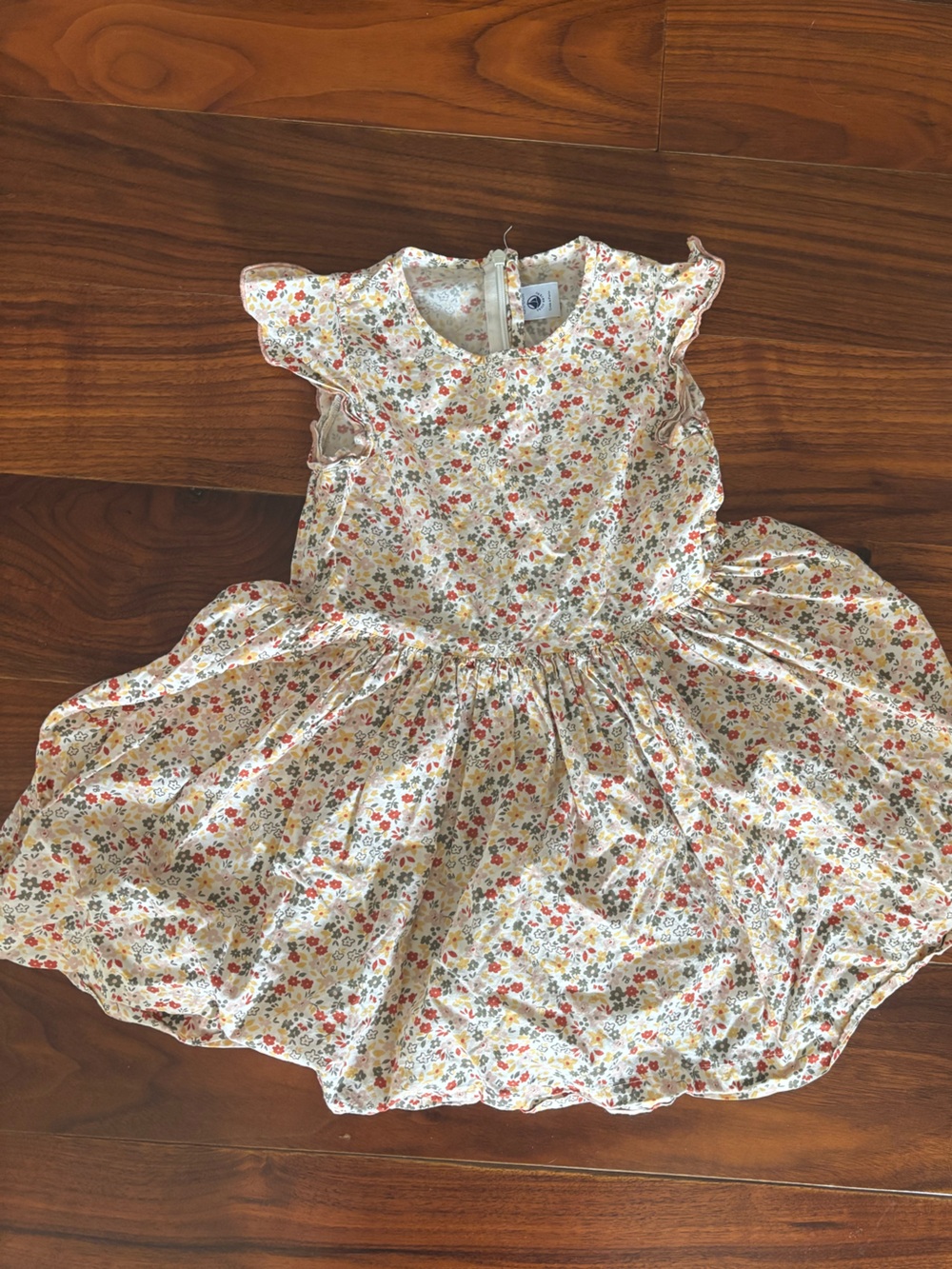 Petit Bateau 4T Floral Dress - Yellow, Red, Green Floral Print